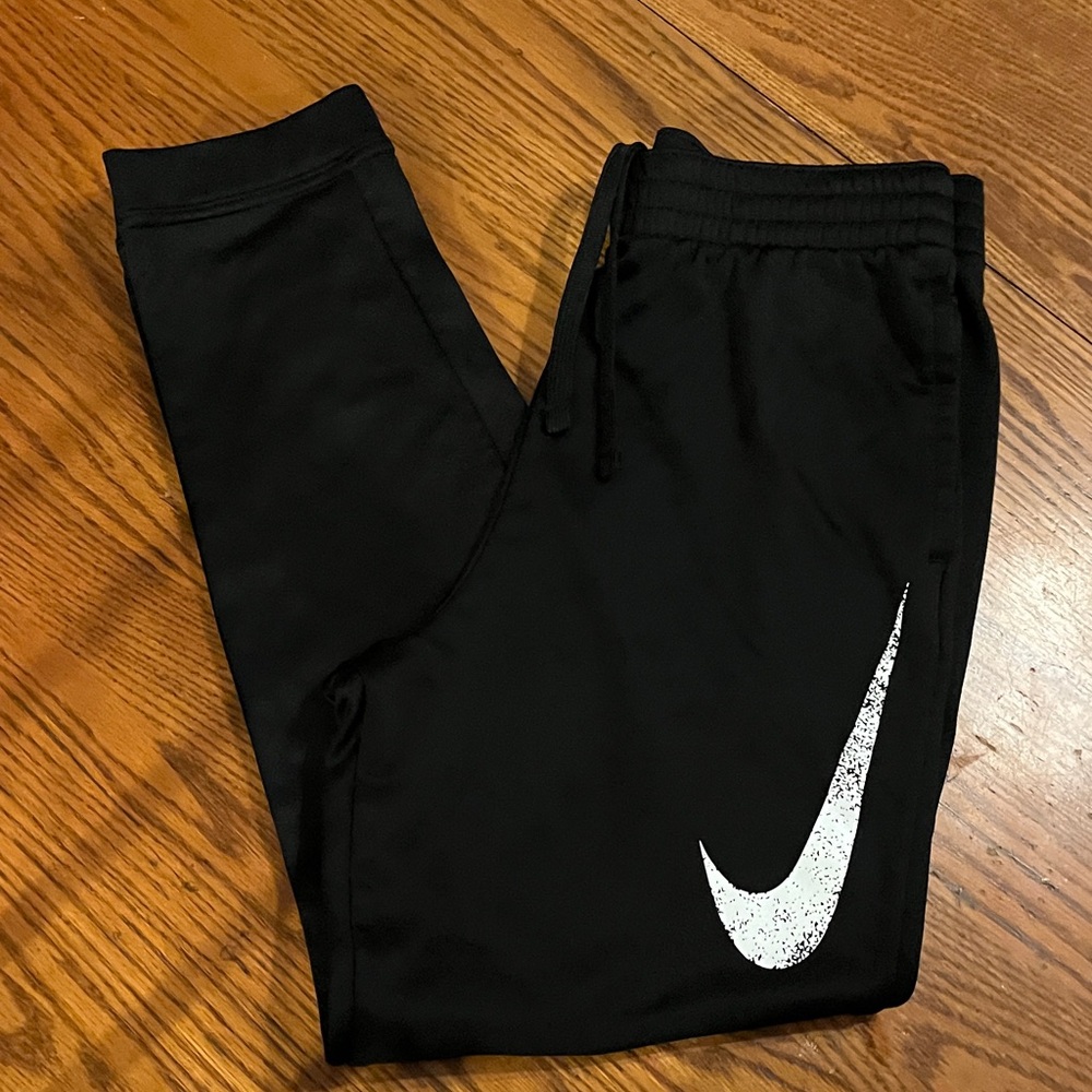 Nike Kids Black Sweatpants with White Logo
